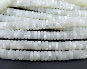 white MOP heishi beads - brown mother of pearl beads - natural shell rondelles - sea shell beads wholesale - heishi jewelry beads -15inch