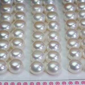 half drilled freshwater pearls white pearl bread shape beads pearl beads for earrings half hole pearl beads for wedding jewelry image 3