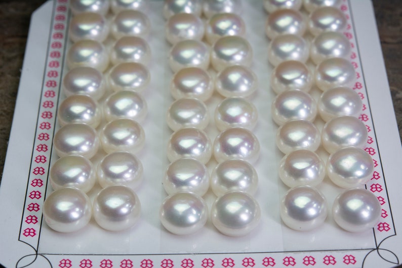 half drilled freshwater pearls white pearl bread shape beads pearl beads for earrings half hole pearl beads for wedding jewelry image 3