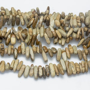 picture jasper stick beads - natural beige stone beads - gemstone sticks - necklace stone beads supplies  - 13-20mm stick beads -15inch