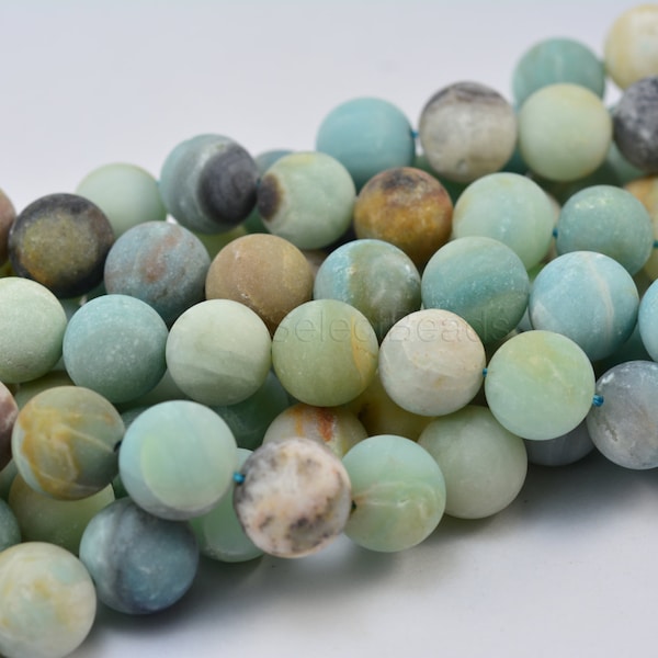 natural amazonite matte round beads - 14mm amazonite gemstone beads - light blue gemstone - natural blue gemstones - 14mm gemstone -15inch