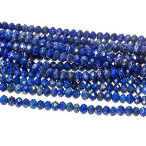 lapis rondelle beads - natural lapis lazuli rondelles - blue gemstone -  faceted abacus beads -  genuine lapis beads - 3mm 4mm beads