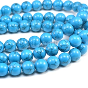 synthetic howlite turquoise beads-  blue beads supplies for jewelry - blue craft beads - 4-16mm round beads - 15inch