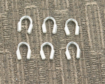 sterling silver wire protector - 925 silver wire guardian - beading wire protectors - cable thimble wire jewelry findings - U shape