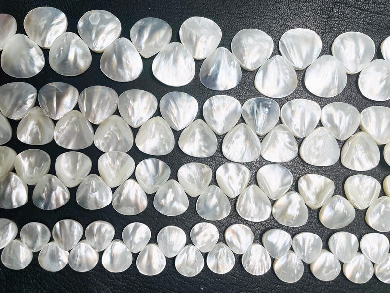 mother of pearl teardrop beads - white shell briolette drop beads - natural sea shell beads wholesale - top drilled shell beads -15inch image 2