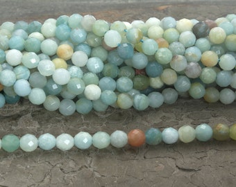 amazonite faceted beads - natural 6mm amazonite faceted ball beads - faceted beads for jewelry making - small faceted beads -15inch