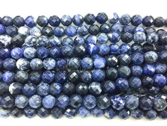 Natural Facetado Cuentas Sueltas Redondas de Piedras Preciosas SODALITA azul para joyería haciendo 15" 