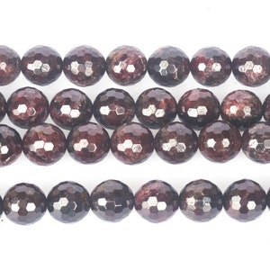 garnet gemstone beads - faceted round red stone beads - natural stone micro facets 10mm beads - precious beads for jewelry making - supplies