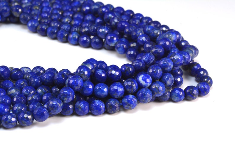 natural lapis lazuli beads blue stone lapis lazuli lapis lazuli gemstone royal blue beads faceted round beads size 4-10mm 15inch image 5