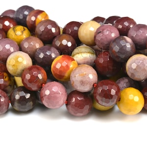 natural mookaite jasper faceted beads - colorful faceted gemstone beads -  faceted jasper beads - faceted  round beads - 6-12mm-15inch