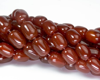red carnelian barrel beads - natural carnelian beads - - carnelian agate drum beads - red carnelian gemstone -red semiprecious stone -15inch
