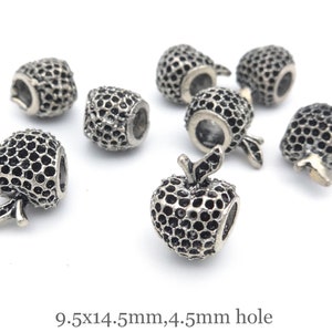 Braccialetti europei con foro grande per realizzare perline - perline di metallo in lega placcata argento antico - perline a forma di pianta di fiori di frutta - accessori per perline