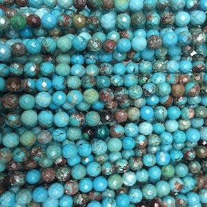 Chinese magnesite  blue  turquoise - faceted stone beads -  craft supplies for jewelry making - loose stone beads - beading supplies -15inch