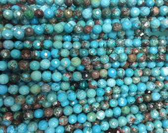 Chinese magnesite  blue  turquoise - faceted stone beads -  craft supplies for jewelry making - loose stone beads - beading supplies -15inch