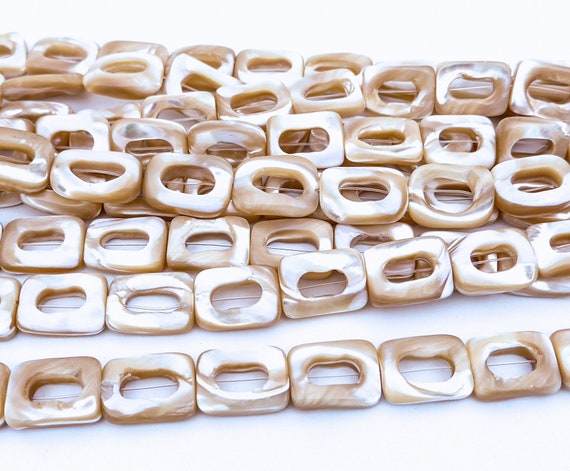 Brown MOP Rectangle Frame Beads Natural Sea Shell Jewelry Beads