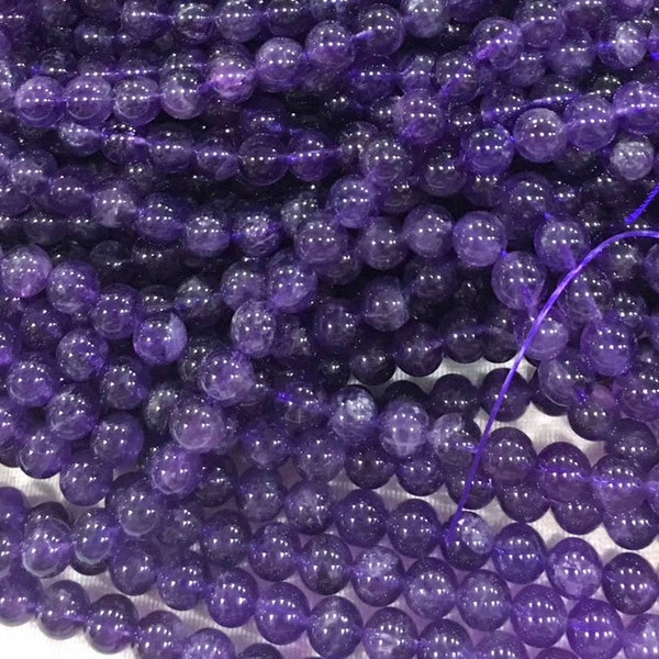 smooth round purple amethyst - natural amethyst gemstone - gemstone beads for jewelry making - round beads -size 4-10mm -15inch