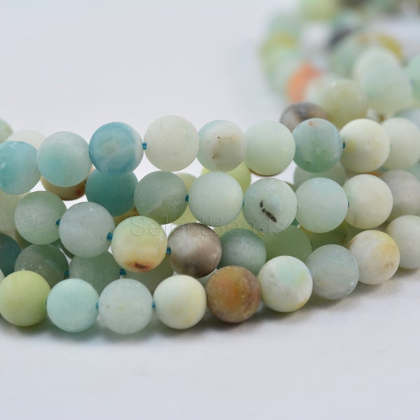 Chinese amazonite - matte round gemstone bead - frosty small beads - light blue beads - amazonite gemstone beads - 4-6mm round beads -15inch