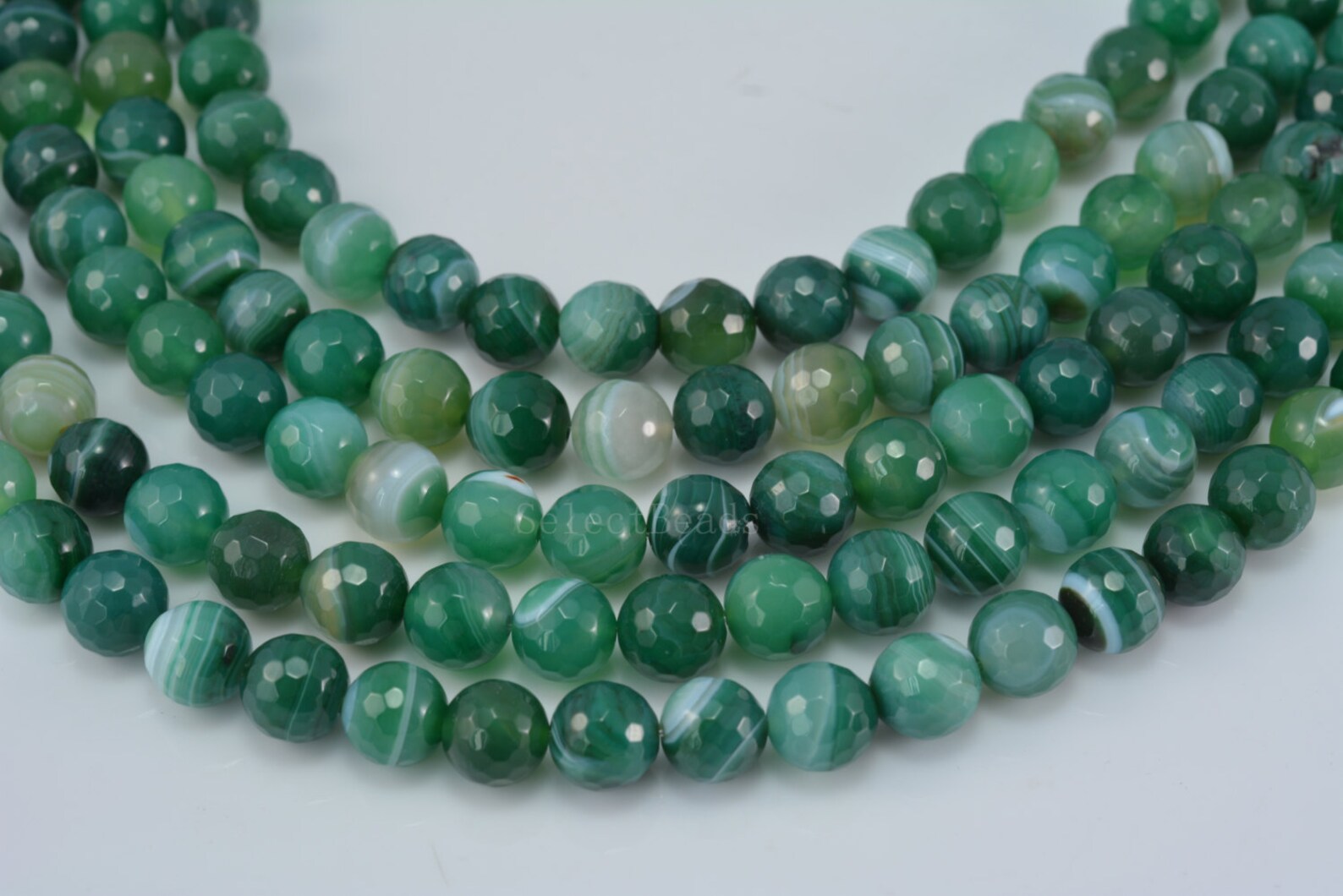 Green Banded Agate Beads Natural Green Agate Stripe Etsy