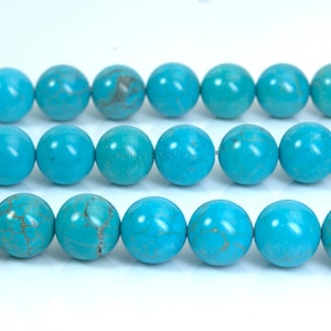 blue Chinese turquoise beads - dyed stone jewelry beads - smooth round turquoise beads - blue beads for jewelry making -4-12mm beads-15 inch