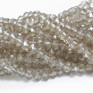 champagne faceted rondelle crystal beads - transparent crystal rondelles - faceted glass beads for jewelry - faceted glass beads - 15inch