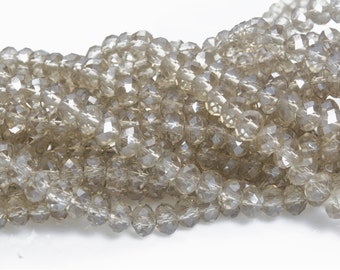 champagne faceted rondelle crystal beads - transparent crystal rondelles - faceted glass beads for jewelry - faceted glass beads - 15inch
