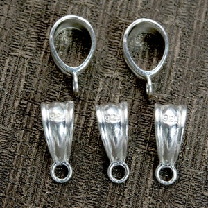 sterling silver bails for pendants - silver bails for jewelry - bails for jewelry making - jewelry findings bails - teardrop bails - 5 pcs