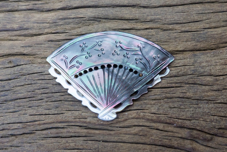 Black Lip Shell Fan Hair Craft Charms Yellow Shell Section - Etsy