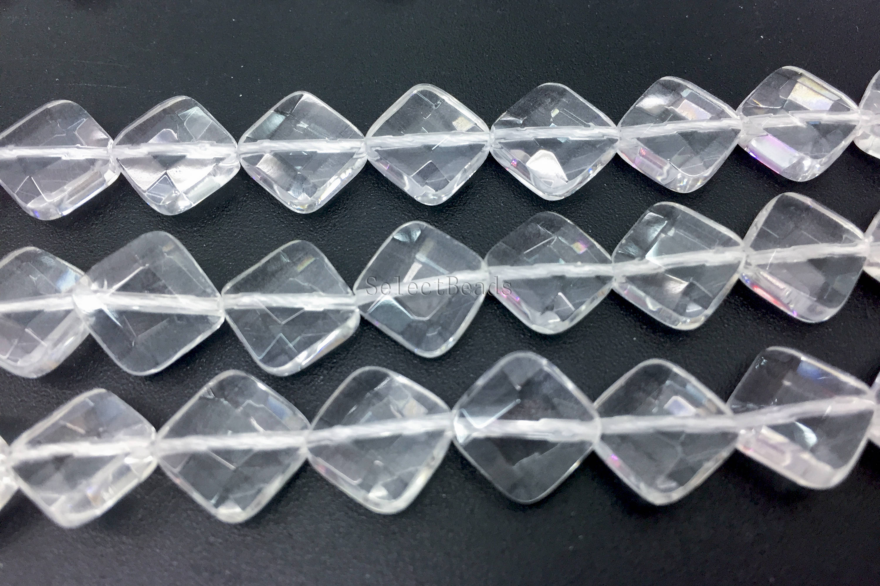 Clear crystal quartz beads faceted diamond beads natural Etsy