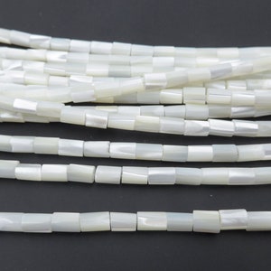 MOP tube beads - cylinder shell beads - white jewelry beads - jewelry components - jewelry making supplies - mother of pearl -  15inch