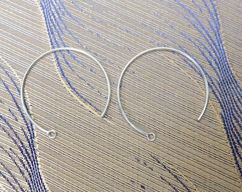 sterling silver loop ear wires - earring making hoops - 925 genuine silver earring findings - big circle earwires  - earring components