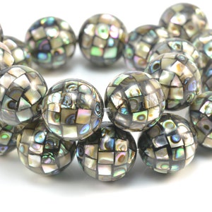 abalone shell beads - paua shell ball beads - abalone shells wholesale - natural shell bead - ball beads - size 10-18mm -6 beads