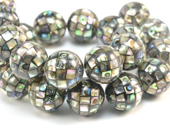 abalone shell beads - paua shell ball beads - abalone shells wholesale - natural shell bead - ball beads - size 10-18mm -6 beads