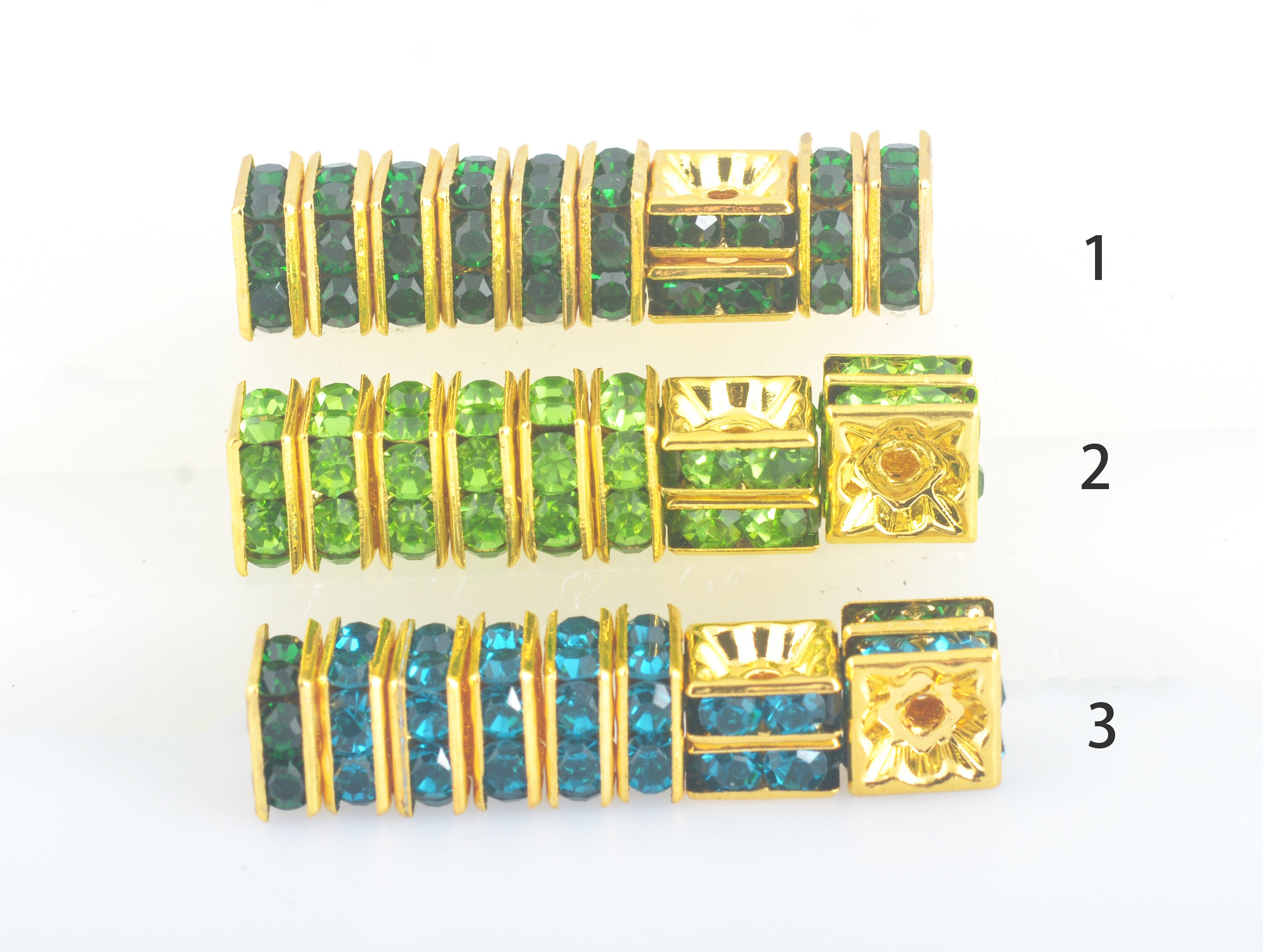 10 perline distanziali piatte rotonde in ottone con pavé di zirconia