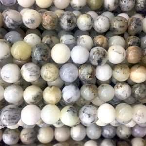 natural white opal beads - white gemstone beads - 8mm opal round beads - opal stone beads supplies - opal gem wholesale - 15 inch