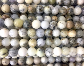 natural white opal beads - white gemstone beads - 8mm opal round beads - opal stone beads supplies - opal gem wholesale - 15 inch