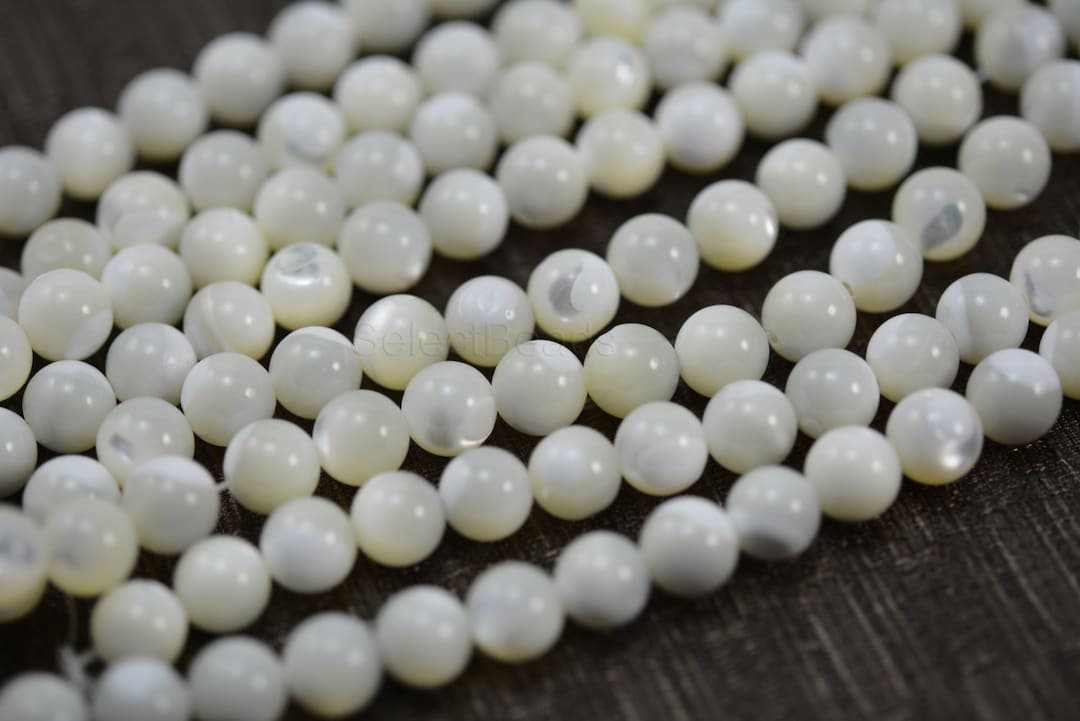 Mother of Pearl Beads - White MOP Beads - Round Shell Beads - Natural ...