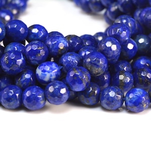 natural lapis lazuli beads blue stone lapis lazuli lapis lazuli gemstone royal blue beads faceted round beads size 4-10mm 15inch image 1