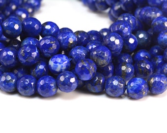 natural lapis lazuli beads - blue stone lapis lazuli - lapis lazuli gemstone - royal blue beads - faceted round beads -size 4-10mm -15inch