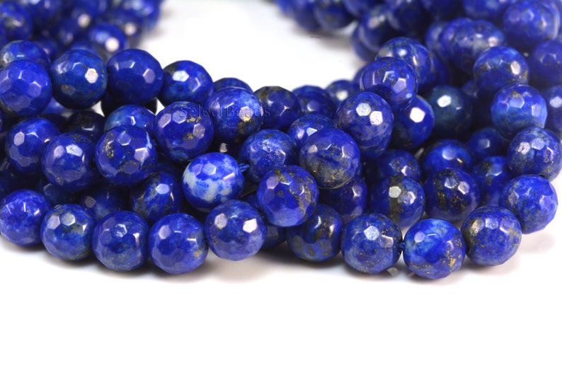 natural lapis lazuli beads blue stone lapis lazuli lapis lazuli gemstone royal blue beads faceted round beads size 4-10mm 15inch image 1