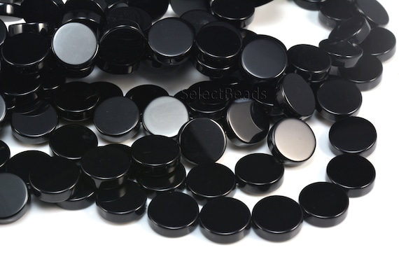 Natural Black Onyx Agate Gemstone Coin Flatback Beads For Jewelry Making 15" YB Natural Black Onyx Agate Gemstone Coin Flatback Beads For Jewelry Making 15" YB