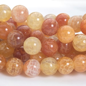 red sunset smooth fire agate round  beads - sunset glow dragon vein agate  beads - fire crackle gemstone beads - 6-14mm round beads -15inch