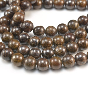 bronzite round beads - natural bronzite gemstone beads - smooth round stone beads - jewelry making beads - 4-14mm round beads - 15 inch