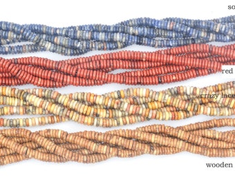 natural gemstone 2x6mm disc beads - thin slab spacer beads - thin heishi beads - jewelry making separator beads - gemstone beads supplies