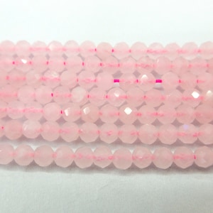 pink quartz small beads - faceted rose quartz tiny beads - natural quartz gemstone for jewelry making - pink stone beads - 2mm 3mm 4mm beads