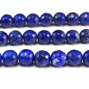 natural lapis lazuli beads blue stone lapis lazuli lapis lazuli gemstone royal blue beads faceted round beads size 4-10mm 15inch image 2