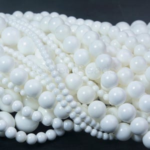 white tridacna shell beads - white round beads - natural round bead - natural white shell beads - white ocean shell beads - 4-16mm-15 inch