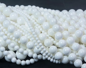 white tridacna shell beads - white round beads - natural round bead - natural white shell beads - white ocean shell beads - 4-16mm-15 inch