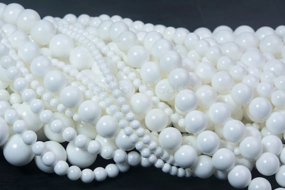 white tridacna shell beads - white round beads - natural round bead - natural white shell beads - white ocean shell beads - 4-16mm-15 inch