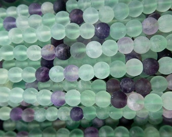 fluorite matte beads - natural gemstone beads - light green beads - round stone beads - jewelry making beads - semiprecious stone beads