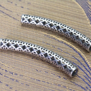 bracelet making beads - sterling silver filigree tube beads - long curved round tube beads - 925 silver bali style silver - genuine silver